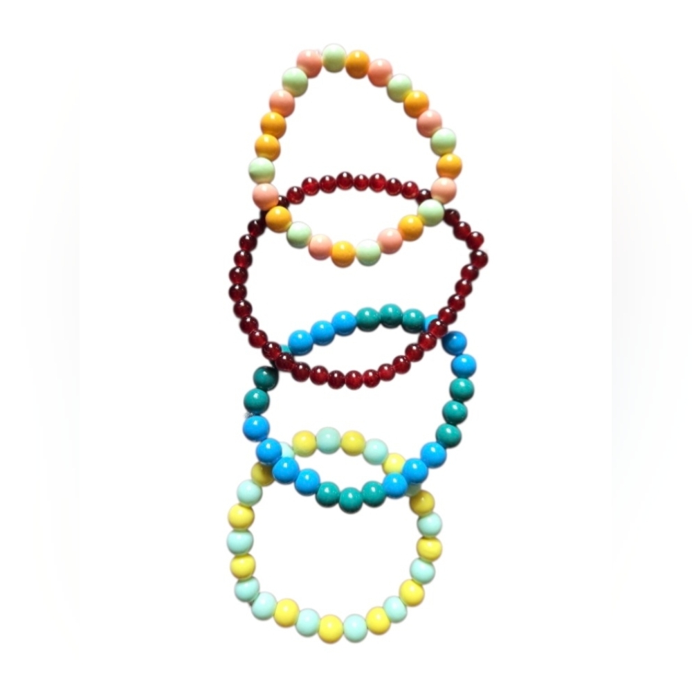 Colorful Multicolor Beaded Stretch Bracelet Set for Women - Picture 2 of 2